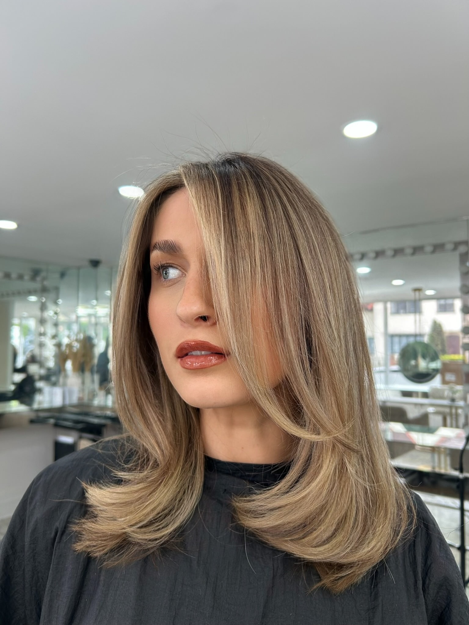 Face frame colour with glossy layered styling